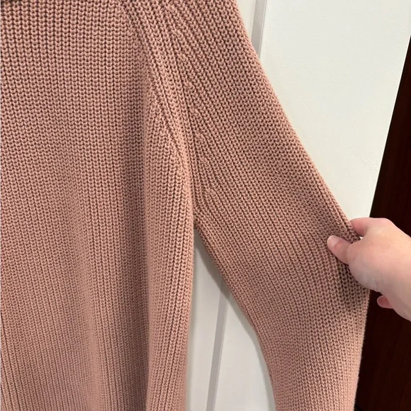 Jenni Kayne Dusty Rose Fisherman Knit Cotton Crew Neck Sweater Tag Size Large - Picture 5 of 14